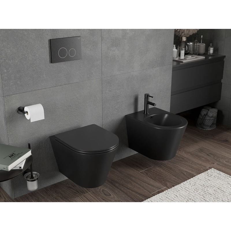 Mexen Rico miska wc Rimless Tornado, czarna mat - 3372XX85T