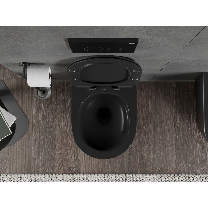 Mexen Rico miska wc Rimless Tornado z deską wolnoopadającą slim, duroplast, czarna mat - 30720185T