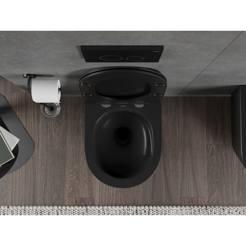 Mexen Rico miska wc Rimless Tornado z deską wolnoopadającą slim, duroplast, czarna mat - 30721085T