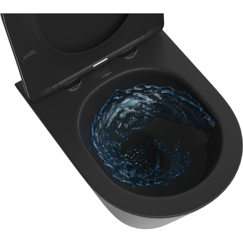 Mexen Rico miska wc Rimless Tornado z deską wolnoopadającą slim, duroplast, czarna mat - 30721085T