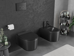 Mexen Sofia miska wc Rimless Tornado z deską wolnoopadającą slim, duroplast, czarna mat - 30540185T