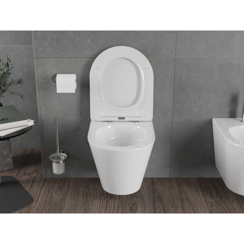 Mexen Rico miska wc Rimless Tornado z deską wolnoopadającą slim, duroplast, biała połysk - 30720400T