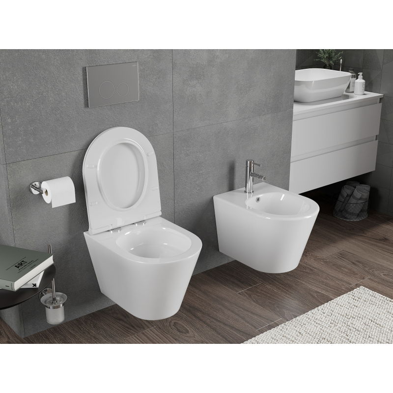 Mexen Rico miska wc Rimless Tornado z deską wolnoopadającą slim, duroplast, biała połysk - 30720500T