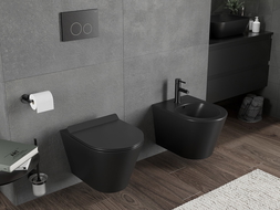 Mexen Rico miska wc Rimless Tornado z deską wolnoopadającą slim, duroplast, czarna mat - 30720185T