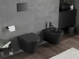 Mexen Rico miska wc Rimless Tornado z deską wolnoopadającą slim, duroplast, czarna mat - 30721085T