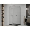 Mexen Roma kabina prysznicowa uchylna 80 x 120 cm, transparent, chrom + brodzik Flat, czarny - 854-080-120-01-00-4070