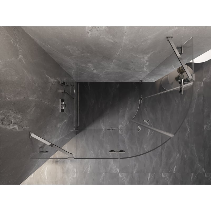 Mexen Lunar kabina prysznicowa półokrągła uchylna lewa 90 x 70 cm, transparent, chrom - 833-090L-070P-01-00