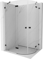 Mexen Lunar kabina prysznicowa półokrągła uchylna lewa 80 x 70 cm, transparent, czarna - 833-080L-070P-70-00