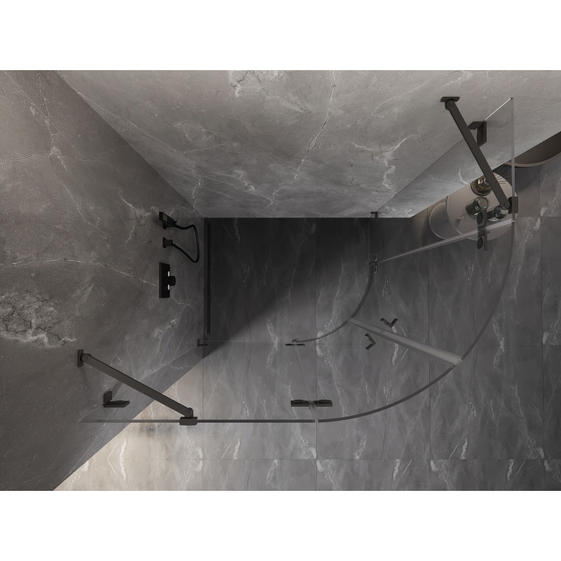 Mexen Lunar kabina prysznicowa półokrągła uchylna lewa 90 x 80 cm, transparent, gun metal - 833-090L-080P-95-00