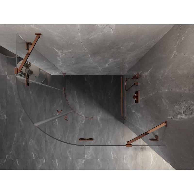Mexen Lunar kabina prysznicowa półokrągła uchylna prawa 100 x 90 cm, transparent, różowe złoto - 833-100P-090L-60-00