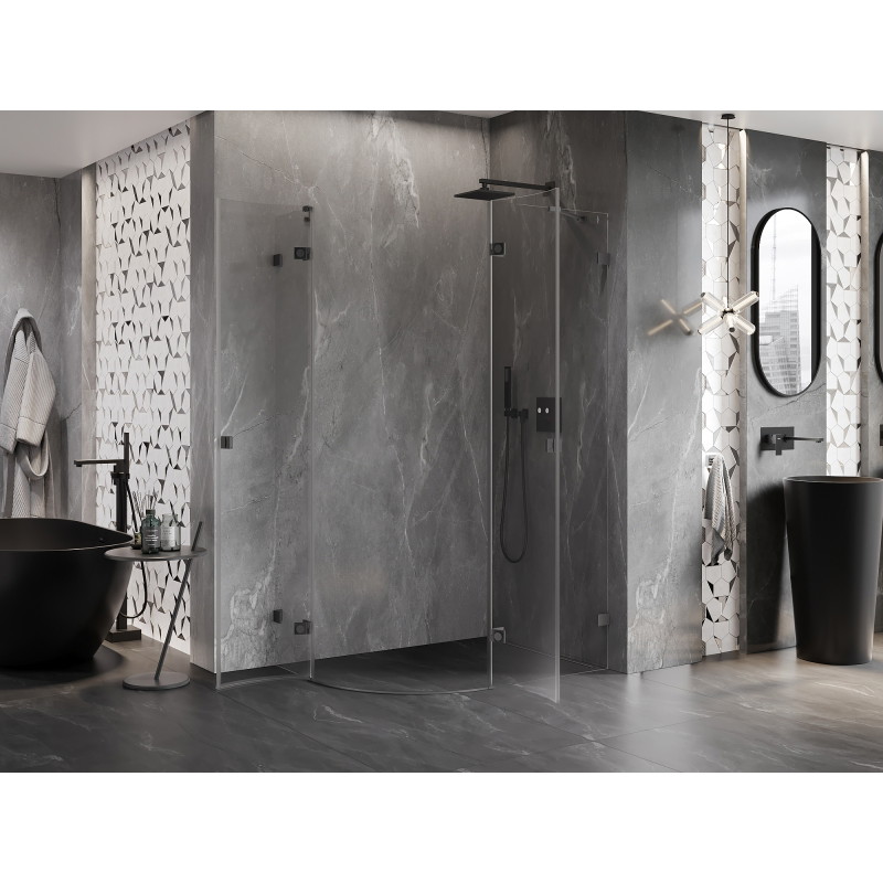 Mexen Lunar kabina prysznicowa półokrągła uchylna prawa 100 x 90 cm, transparent, gun metal - 833-100P-090L-95-00
