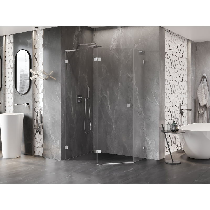 Mexen Lunar L kabina prysznicowa pięciokątna uchylna lewa 100 x 90 cm, transparent, chrom - 831L-100L-090P-01-00-L