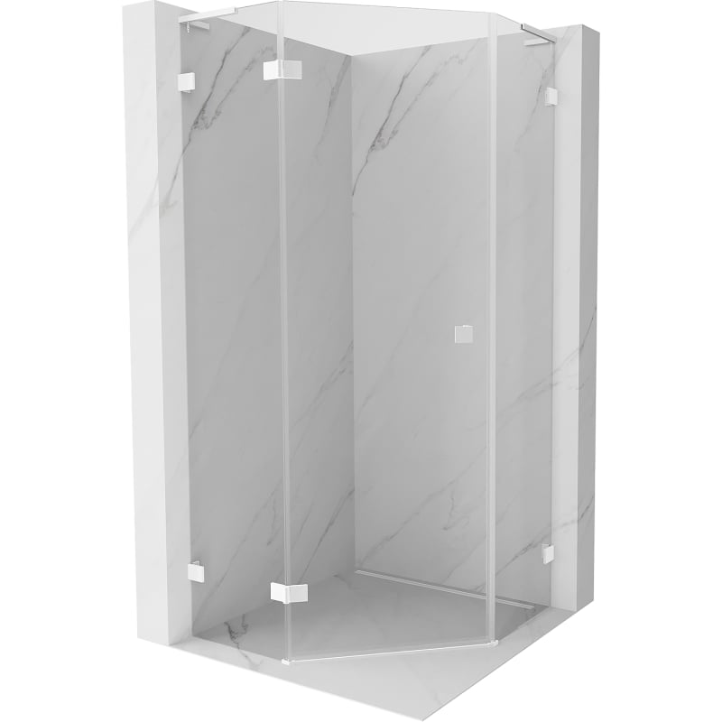 Mexen Lunar L kabina prysznicowa pięciokątna uchylna lewa 90 x 90 cm, transparent, biała - 831L-090L-090P-20-00-L