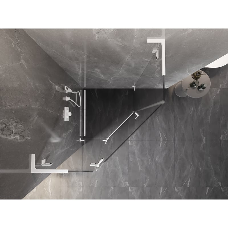 Mexen Lunar L kabina prysznicowa pięciokątna uchylna lewa 90 x 90 cm, transparent, biała - 831L-090L-090P-20-00-L