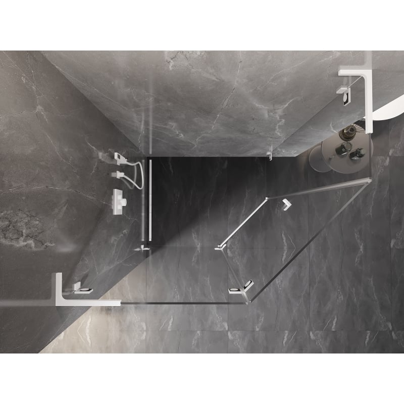 Mexen Lunar L kabina prysznicowa pięciokątna uchylna lewa 100 x 80 cm, transparent, biała - 831L-100L-080P-20-00-L