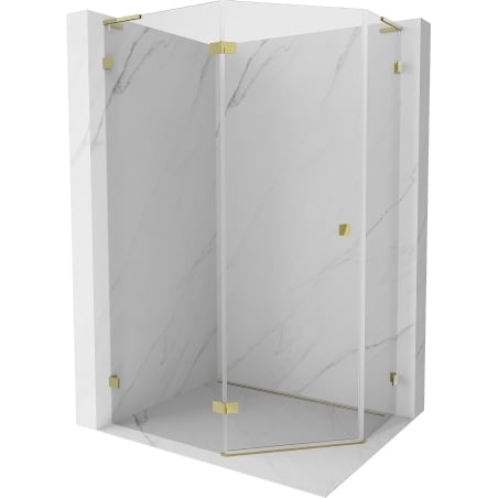 Mexen Lunar L kabina prysznicowa pięciokątna uchylna lewa 100 x 90 cm, transparent, złota - 831L-100L-090P-50-00-L