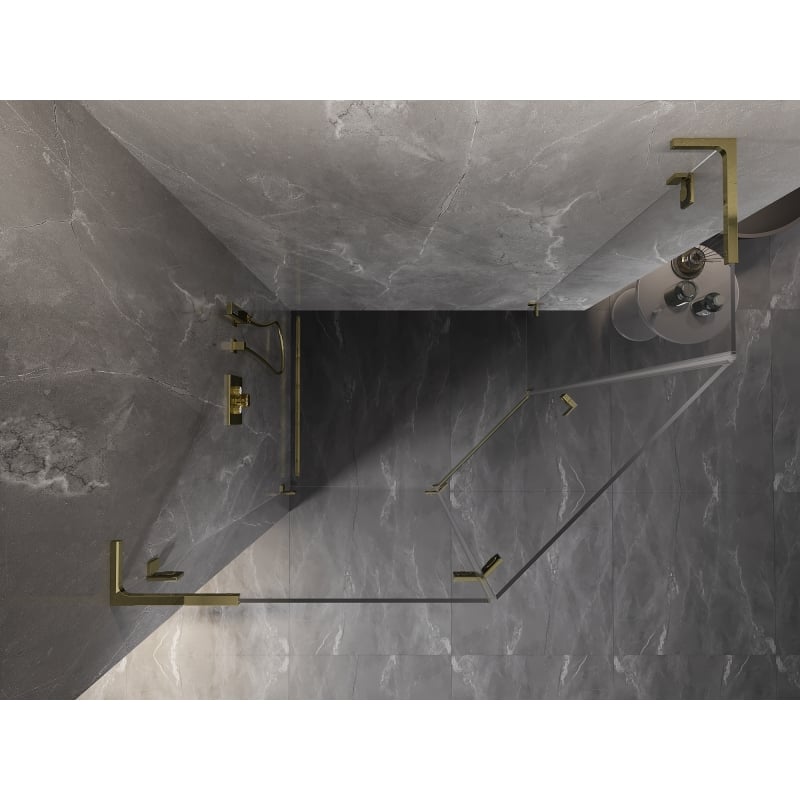 Mexen Lunar L kabina prysznicowa pięciokątna uchylna lewa 100 x 90 cm, transparent, złota - 831L-100L-090P-50-00-L