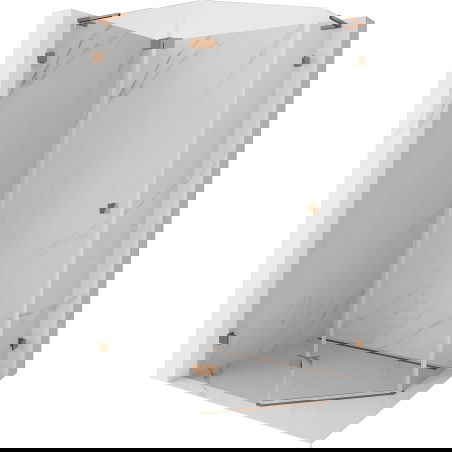 Mexen Lunar L kabina prysznicowa pięciokątna uchylna lewa 90 x 80 cm, transparent, różowe złoto - 831L-090L-080P-60-00-L