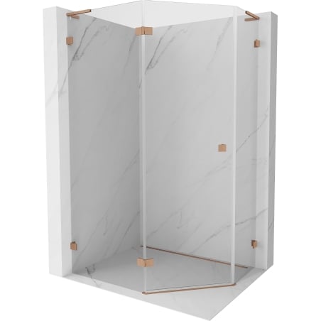 Mexen Lunar L kabina prysznicowa pięciokątna uchylna lewa 100 x 80 cm, transparent, miedź szczotkowana - 831L-100L-080P-65-00-L