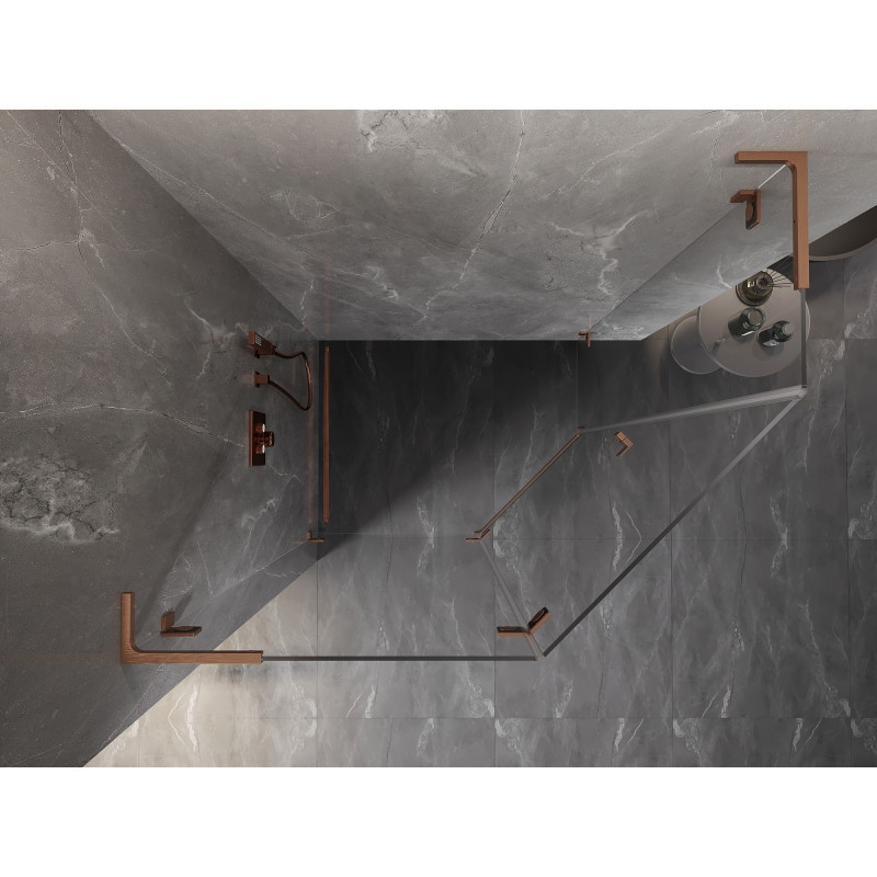Mexen Lunar L kabina prysznicowa pięciokątna uchylna lewa 100 x 90 cm, transparent, miedź szczotkowana - 831L-100L-090P-65-00-L
