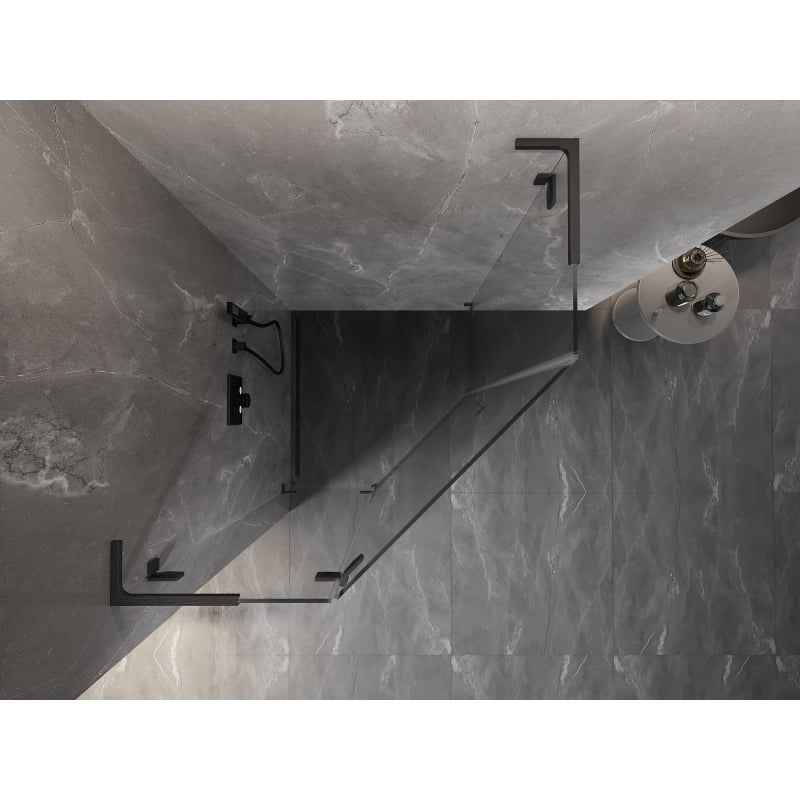 Mexen Lunar L kabina prysznicowa pięciokątna uchylna lewa 80x80 cm, transparent, gun gray szczotkowany - 831L-080L-080P-66-00-L