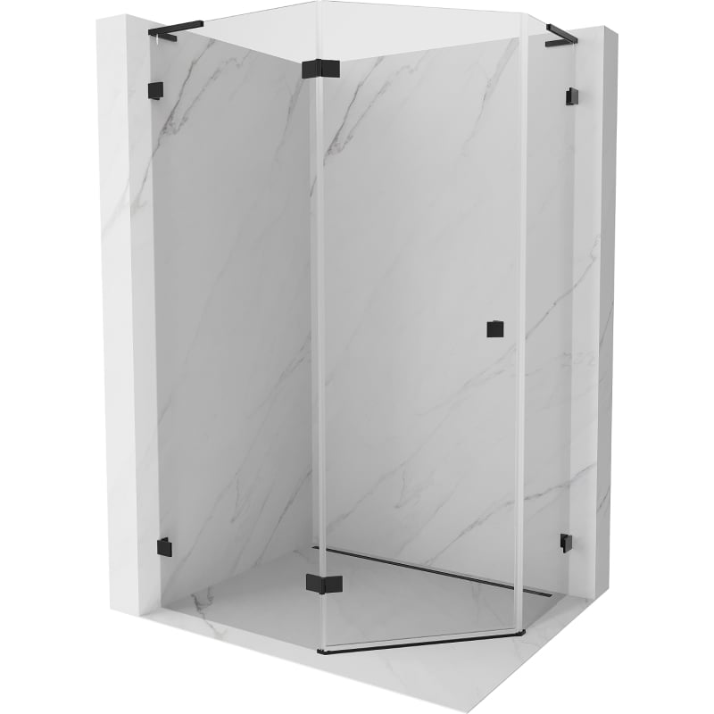 Mexen Lunar L kabina prysznicowa pięciokątna uchylna lewa 100 x 80 cm, transparent, czarna - 831L-100L-080P-70-00-L