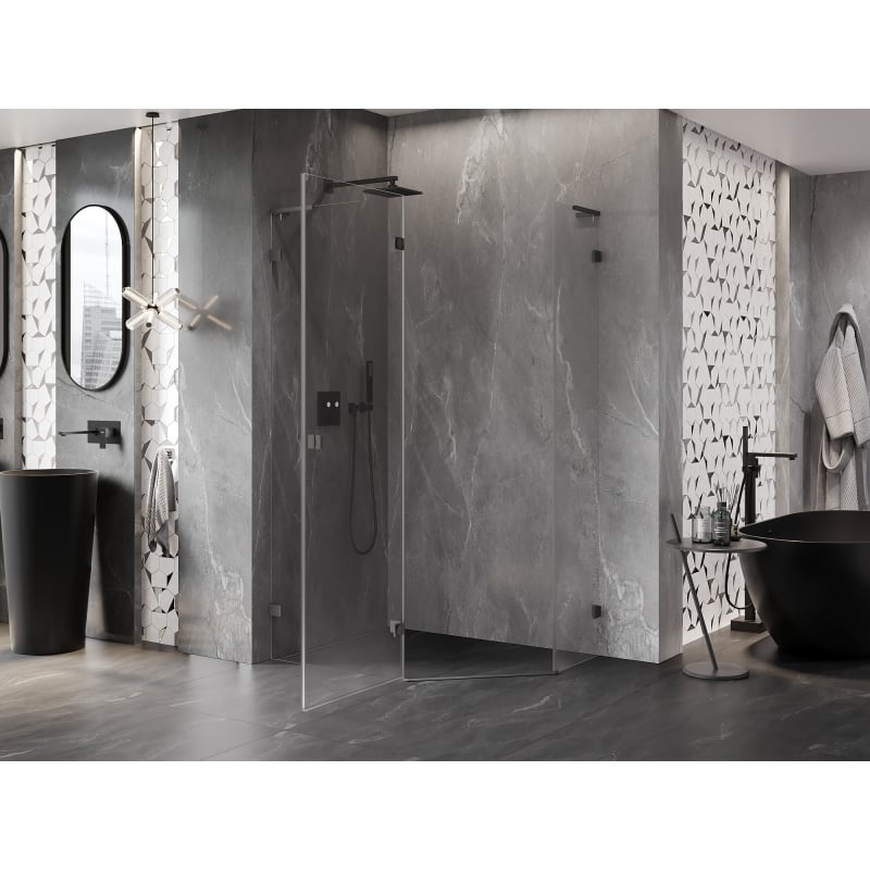 Mexen Lunar L kabina prysznicowa pięciokątna uchylna lewa 100 x 90 cm, transparent, gun metal - 831L-100L-090P-95-00-L