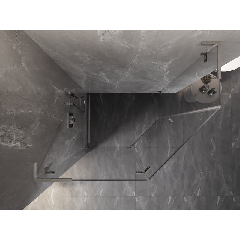 Mexen Lunar L kabina prysznicowa pięciokątna uchylna lewa 90 x 80 cm, transparent, nikiel szczotkowany - 831L-090L-080P-97-00-L