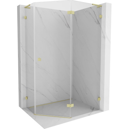 Mexen Lunar L kabina prysznicowa pięciokątna uchylna prawa 90 x 80 cm, transparent, złota szczotkowana - 831L-090P-080L-55-00-P
