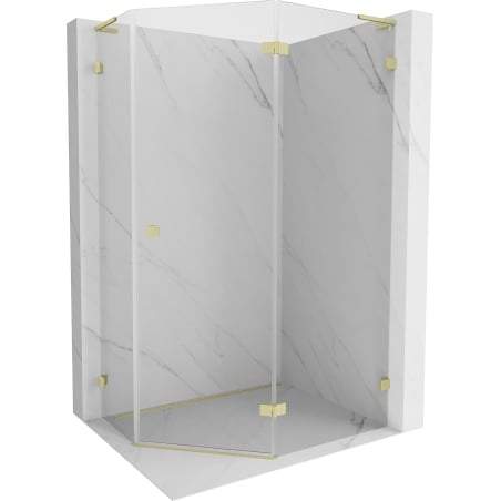 Mexen Lunar L kabina prysznicowa pięciokątna uchylna prawa 100 x 80 cm, transparent, złota szczotkowana - 831L-100P-080L-55-00-P