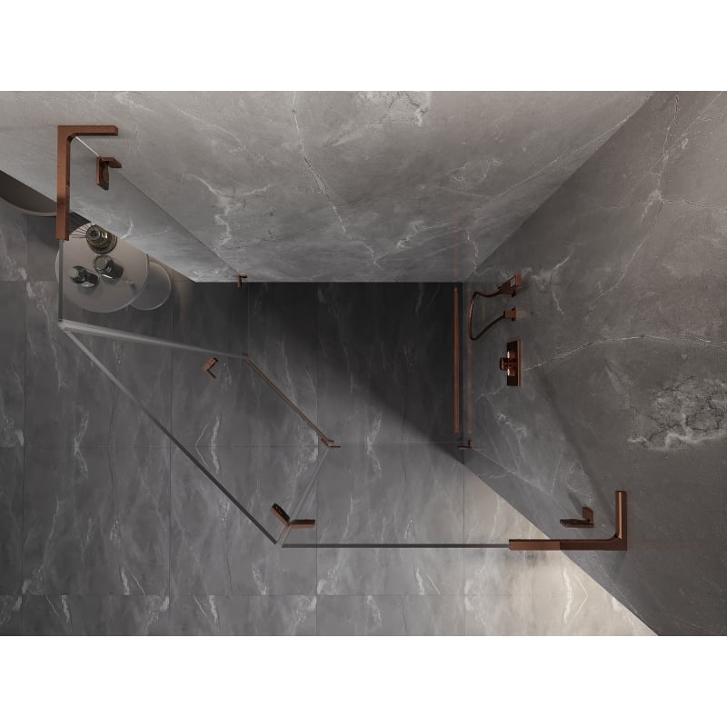 Mexen Lunar L kabina prysznicowa pięciokątna uchylna prawa 90 x 80 cm, transparent, różowe złoto - 831L-090P-080L-60-00-P