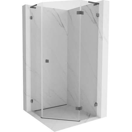 Mexen Lunar L kabina prysznicowa pięciokątna uchylna prawa 100x100 cm transparent gun gray szczotkowany - 831L-100P-100L-66-00-P