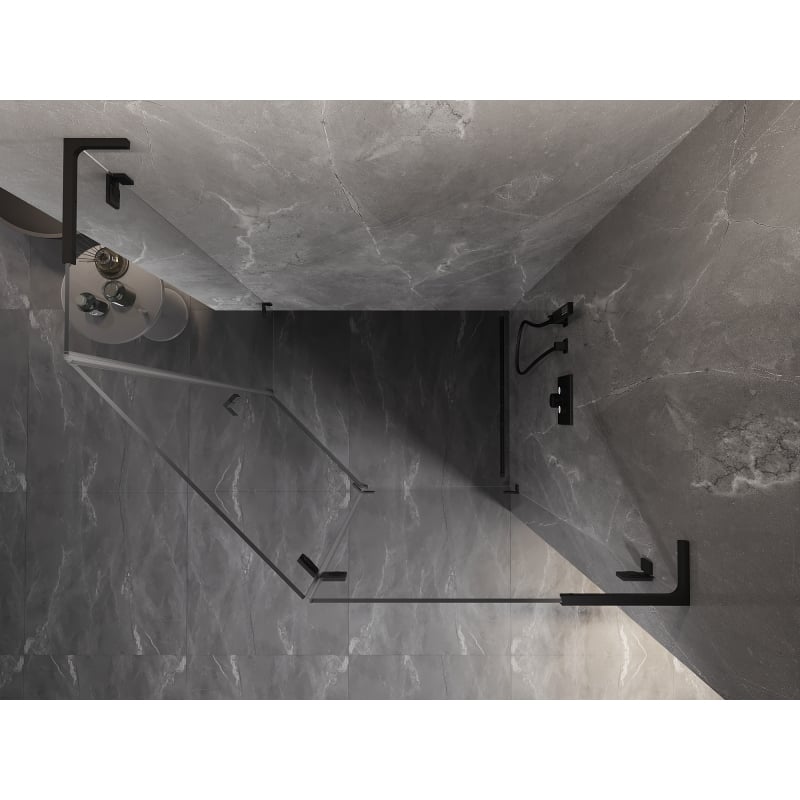 Mexen Lunar L kabina prysznicowa pięciokątna uchylna prawa 90 x 80 cm, transparent, czarna - 831L-090P-080L-70-00-P