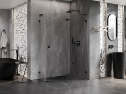 Mexen Lunar L kabina prysznicowa pięciokątna uchylna prawa 100 x 90 cm, transparent, czarna - 831L-100P-090L-70-00-P