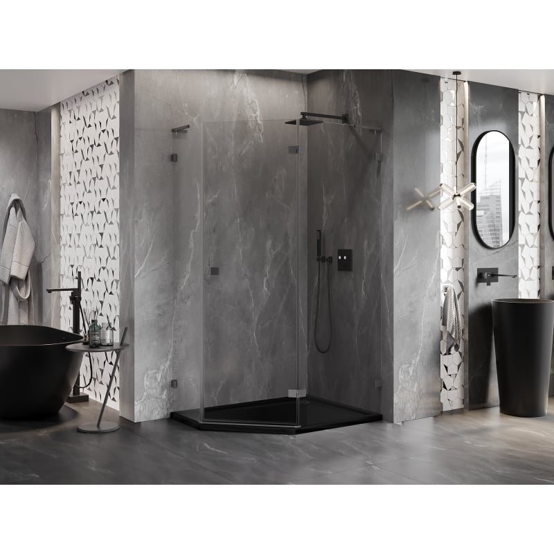 Mexen Lunar L kabina prysznicowa pięciokątna uchylna prawa 100 x 90 cm, transparent, gun metal - 831L-100P-090L-95-00-P