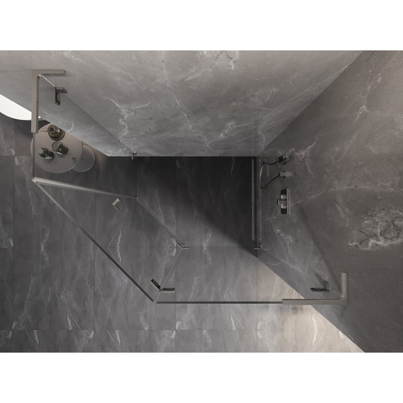 Mexen Lunar L kabina prysznicowa pięciokątna uchylna prawa 100x90 cm, transparent, nikiel szczotkowany - 831L-100P-090L-97-00-P