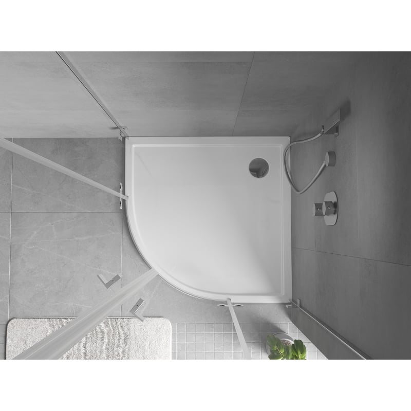 Mexen Flow brodzik półokrągły slim 80 x 80 cm, biały połysk - 46Q108080