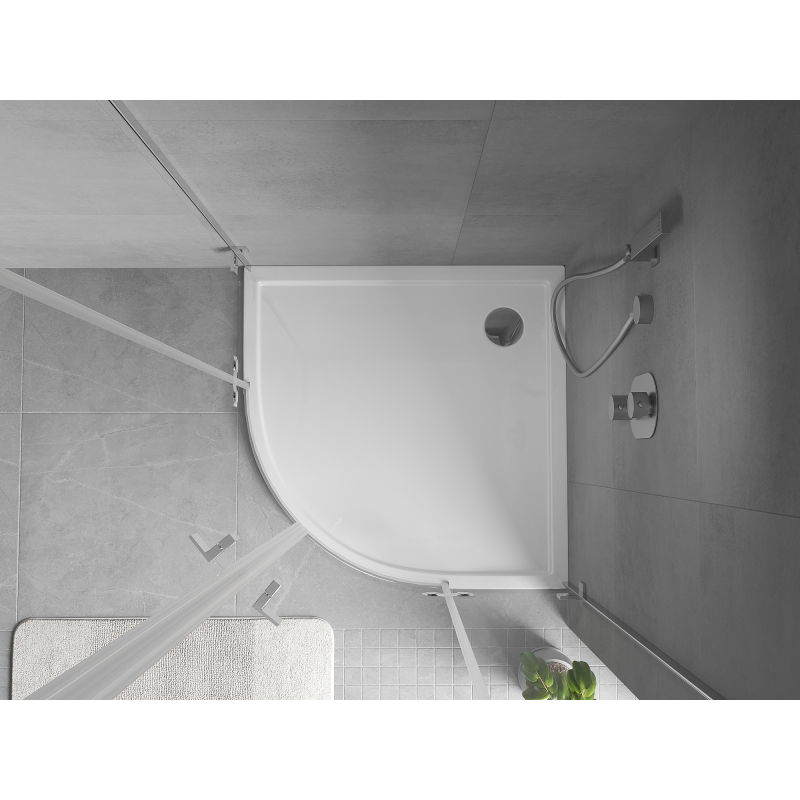 Mexen Flow brodzik półokrągły slim 90 x 90 cm, biały połysk - 46Q109090