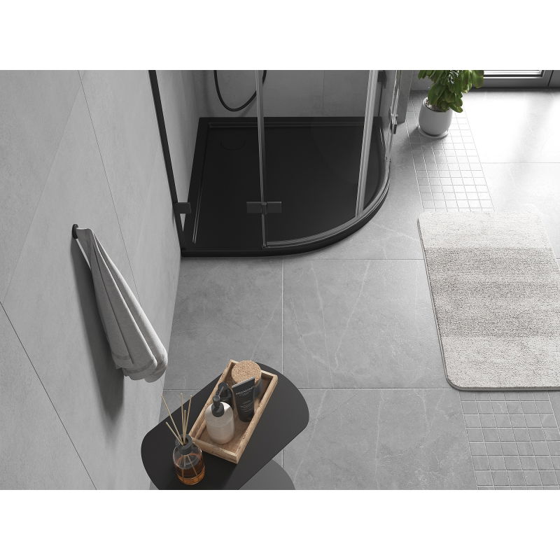 Mexen Flow brodzik półokrągły slim 80 x 80 cm, czarny mat - 46Q708080