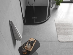 Mexen Flow brodzik półokrągły slim 90 x 90 cm, czarny mat - 46Q709090