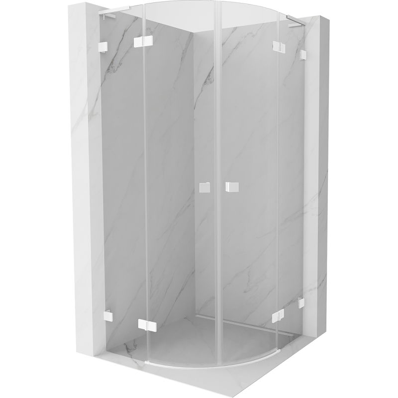 Mexen Lunar L kabina prysznicowa półokrągła uchylna 80 x 80 cm, transparent, biała - 833L-080L-080P-20-00
