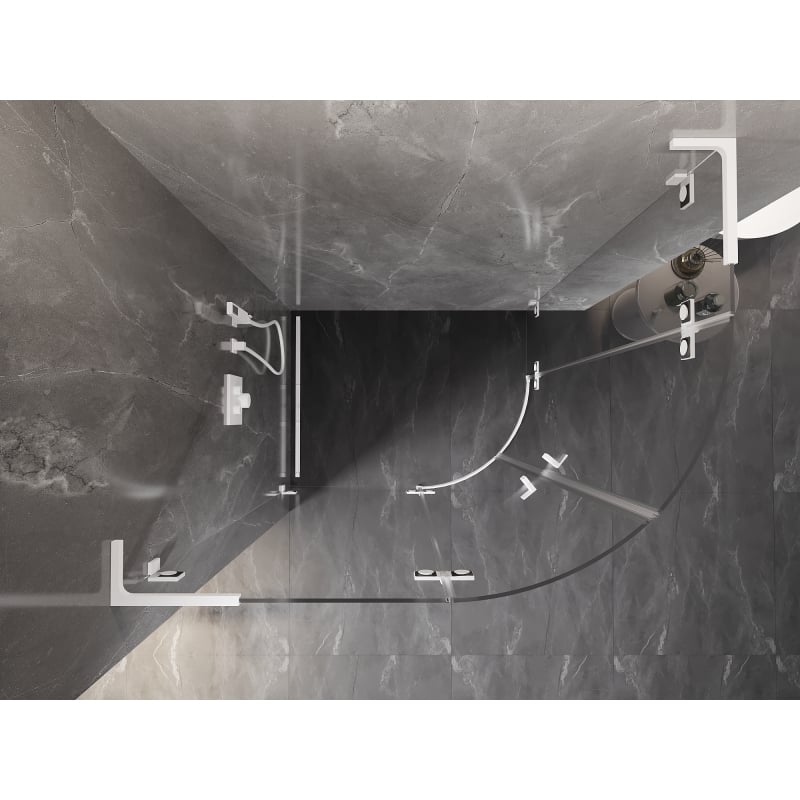 Mexen Lunar L kabina prysznicowa półokrągła uchylna lewa 100 x 90 cm, transparent, biała - 833L-100L-090P-20-00