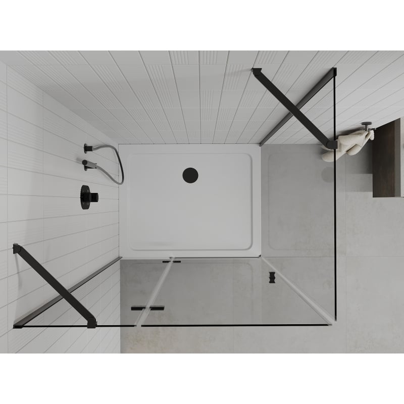 Mexen Roma kabina prysznicowa uchylna 90 x 100 cm, transparent, czarna + brodzik Flat, czarny - 854-090-100-70-00-4070B