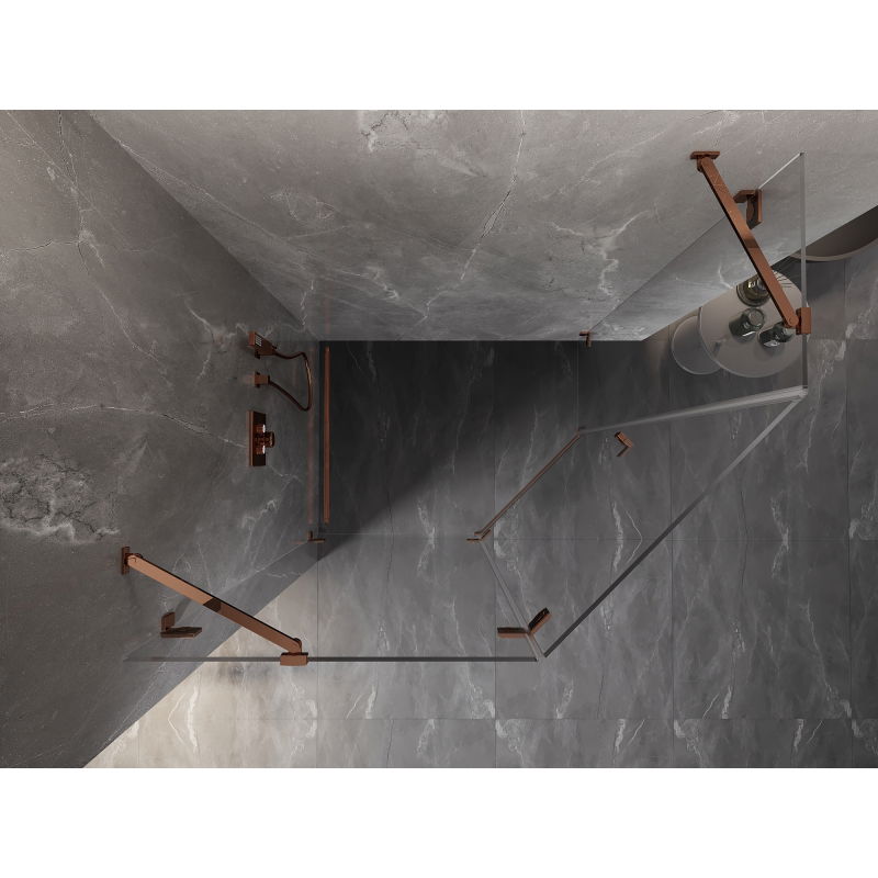 Mexen Lunar kabina prysznicowa pięciokątna uchylna lewa 100 x 90 cm, transparent, różowe złoto - 831-100L-090P-60-00-L