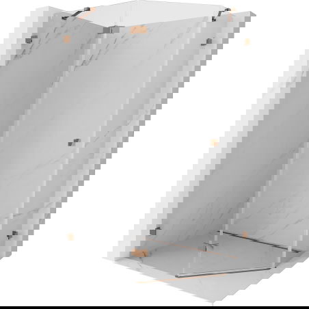 Mexen Lunar kabina prysznicowa pięciokątna uchylna lewa 100 x 90 cm, transparent, różowe złoto - 831-100L-090P-60-00-L