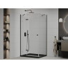 Mexen Roma kabina prysznicowa uchylna 100 x 80 cm, transparent, czarna + brodzik Flat, czarny - 854-100-080-70-00-4070B