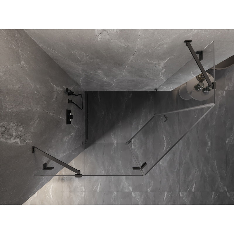 Mexen Lunar kabina prysznicowa pięciokątna uchylna lewa 90 x 80 cm, transparent, gun gray szczotkowany - 831-090L-080P-66-00-L