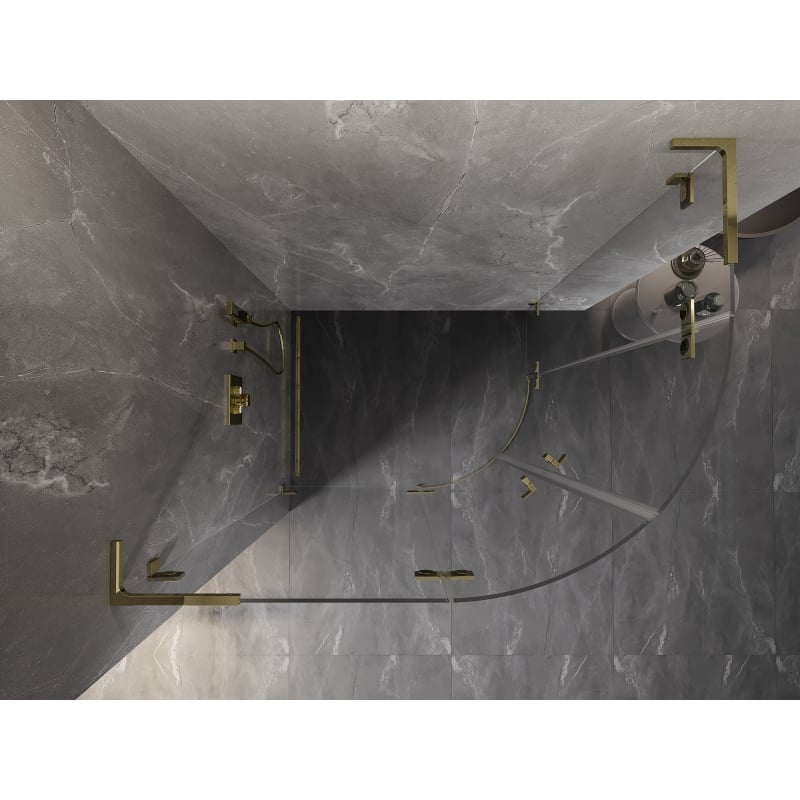 Mexen Lunar L kabina prysznicowa półokrągła uchylna lewa 100 x 90 cm, transparent, złota - 833L-100L-090P-50-00