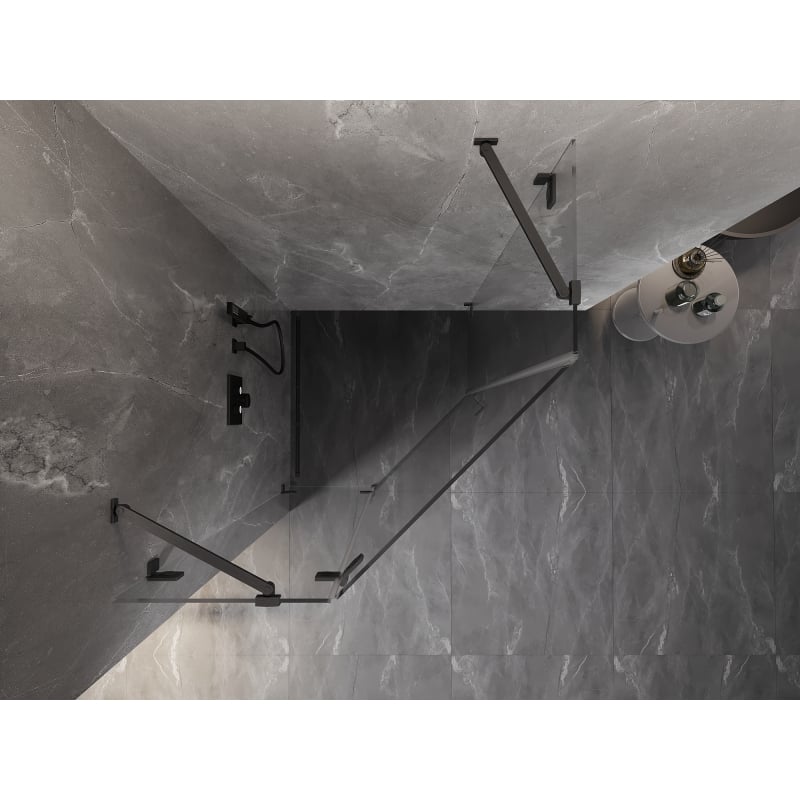 Mexen Lunar kabina prysznicowa pięciokątna uchylna lewa 90 x 90 cm, transparent, gun gray szczotkowany - 831-090L-090P-66-00-L