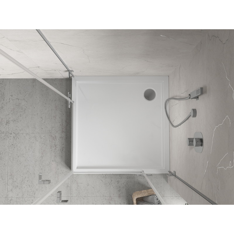 Mexen Flow+ brodzik kwadratowy 90 x 90 cm, biały połysk - 46S109090H
